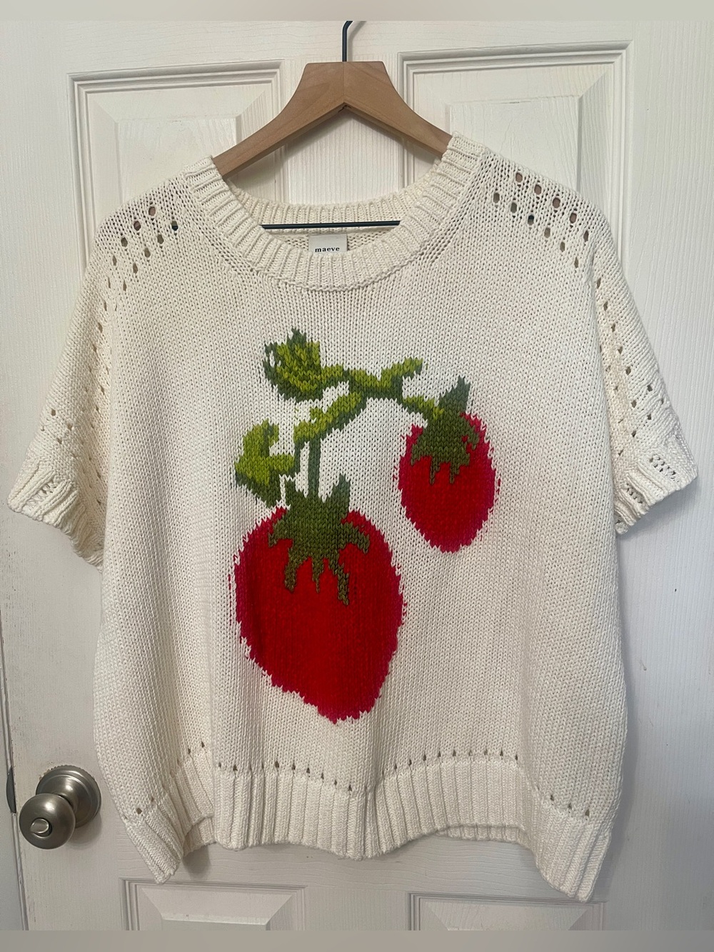 Anthropologie Maeve Veggie Motif Graphic Sweater Tomato Sz XL EUC - Picture 4 of 10